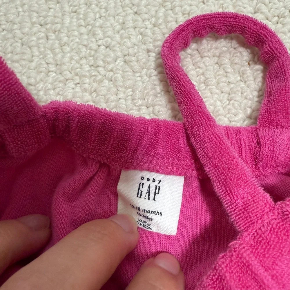 Gap Toddler Fuchsia Terry Romper with Rainbow Accent